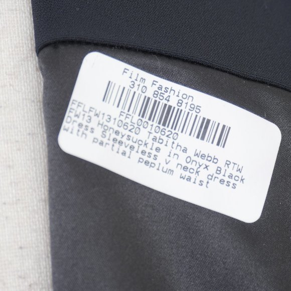 Tabitha Webb Honeysuckle Onyx Black Sleeveless V Neck Partial Peplum Waist Dress - Picture 2 of 12